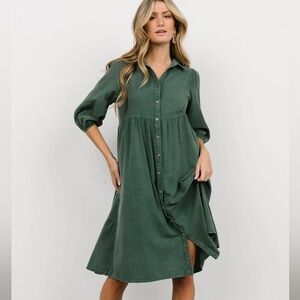 Baltic Born green button down Sari Babydoll Dress size XS NWT